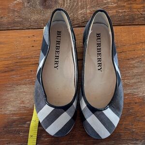 Burberry Kids Black and White Plaid Flats